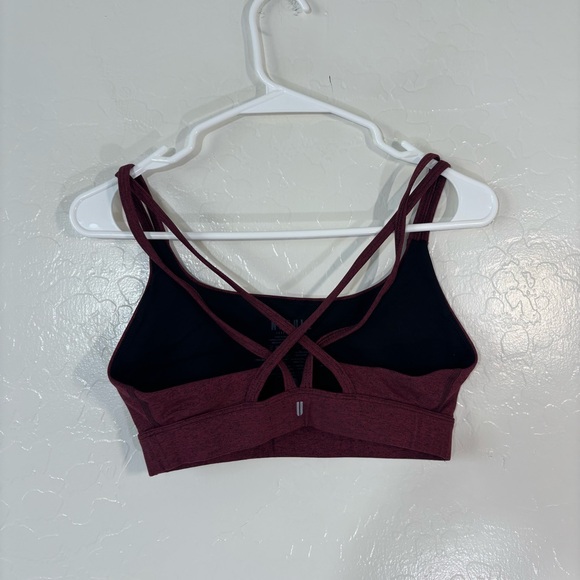 NoBull Women's Crisscross Back Plush Heather Sports Bra Workout Maroon Size M - Picture 3 of 6